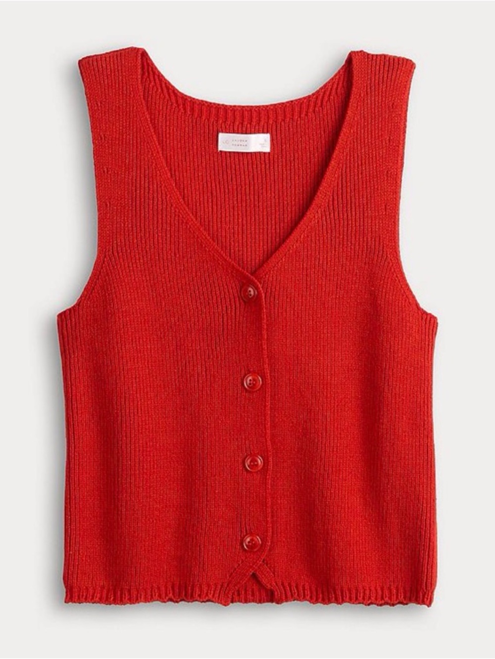 LC Lauren Conrad Red Knit Buttoned Sweater Vest